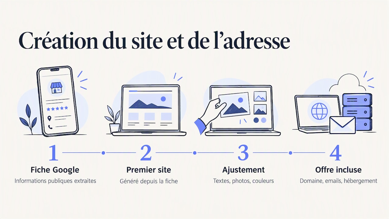 Notre point de vue : l'email, le site et la fiche Google vont ensemble — overview diagram