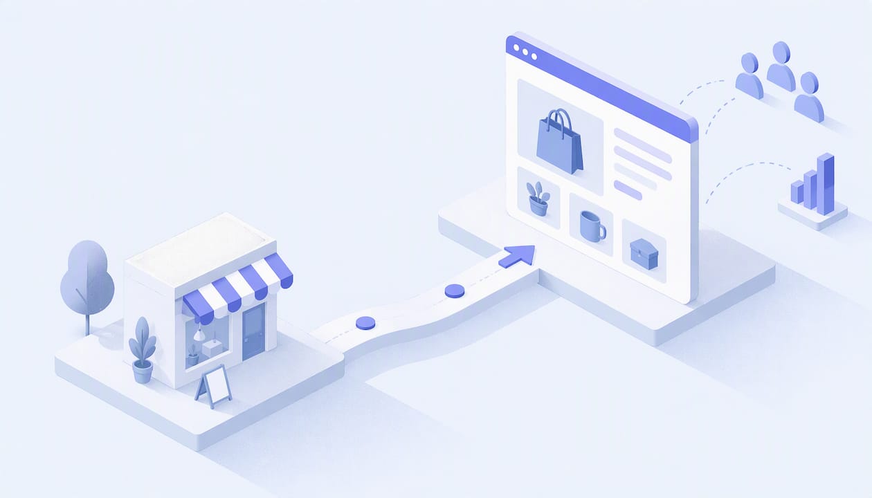 Parcours géométrique d'une entreprise locale vers son site web